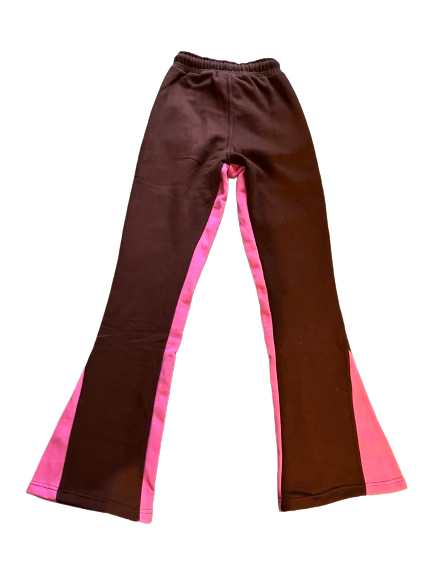 “Tafari’s Wrld” Brown Distressed Flared Pants