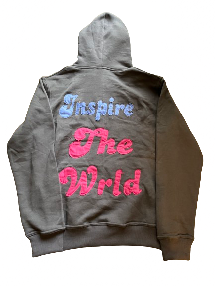 “Inspire The Wrld” Charcoal Distressed Hoodie