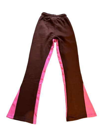 “Tafari’s Wrld” Brown Distressed Flared Pants