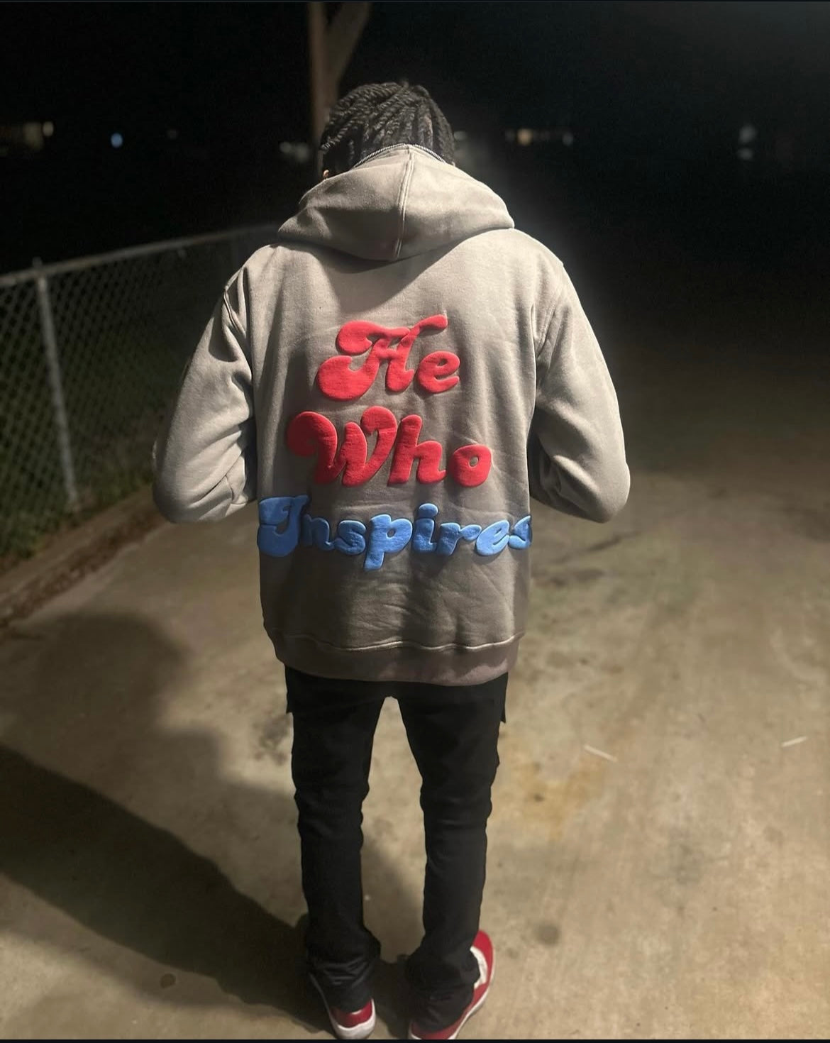 Grey/Red “He Who Inspires” Full-Zip Jacket