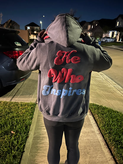 Grey/Red “He Who Inspires” Full-Zip Jacket